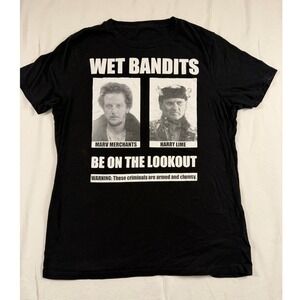 Home Alone Wet Bandits Graphic T-Shirt Black Mens Medium‎ Marv Harry Movie Tee